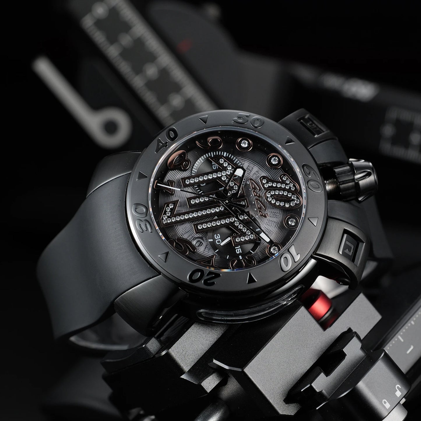 Gaga Men's Rose Gold Automatic Watch - Big Dial Waterproof Sport Clock with Comfortable Rubber Band And Big Numerals Design