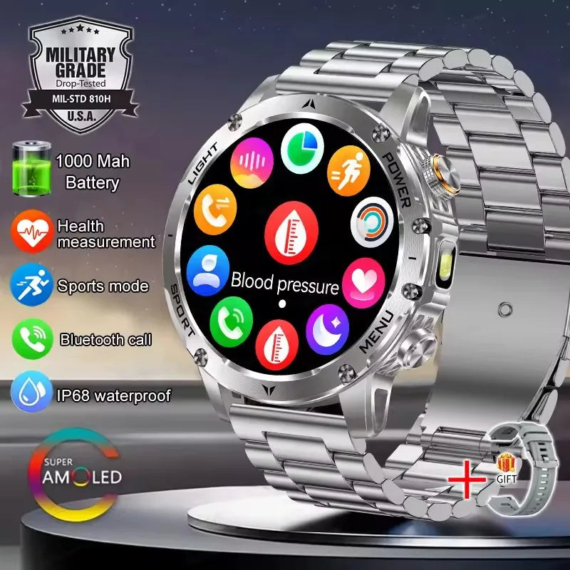 T-Rex 3 Military Grade 1000mAh Battery Smart Watch IP68 Waterproof GPS Bluetooth call AMOLED HD Men Sports 2025 New Smartwatch