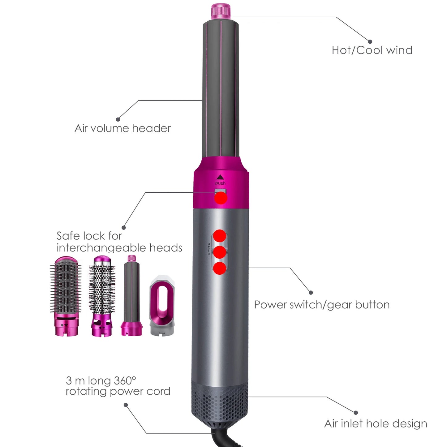 5-In-1 Hair Dryer Air Wrap Hair Straightener Hot Air Comb Barber Multifunctional Professional Hair Styling Tool Festival Gift