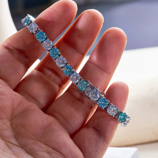 5mm Original Blue and white Moissanite Tennis Bracelets for Women Men Lab Diamond with GRA Wedding Jewelry 925 Sliver Bracelet