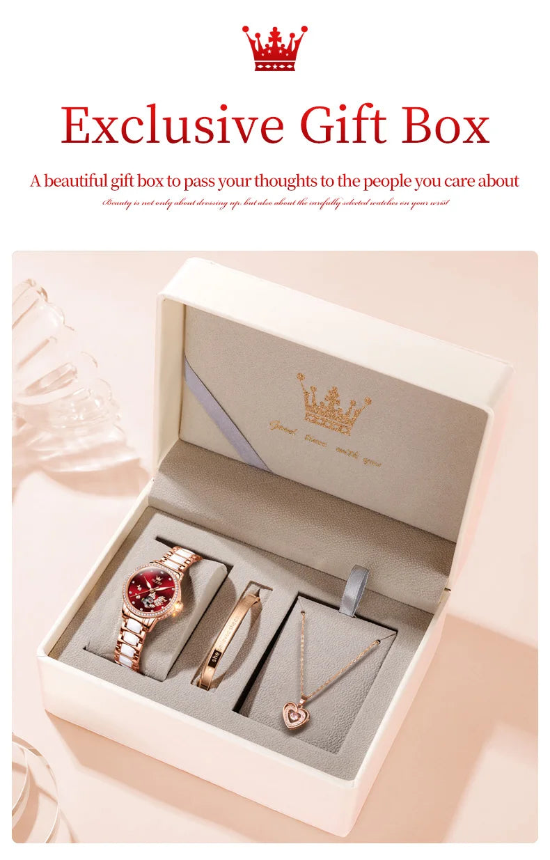 OLEVS Brand steel strip fully automatic mechanical watch for women 7001