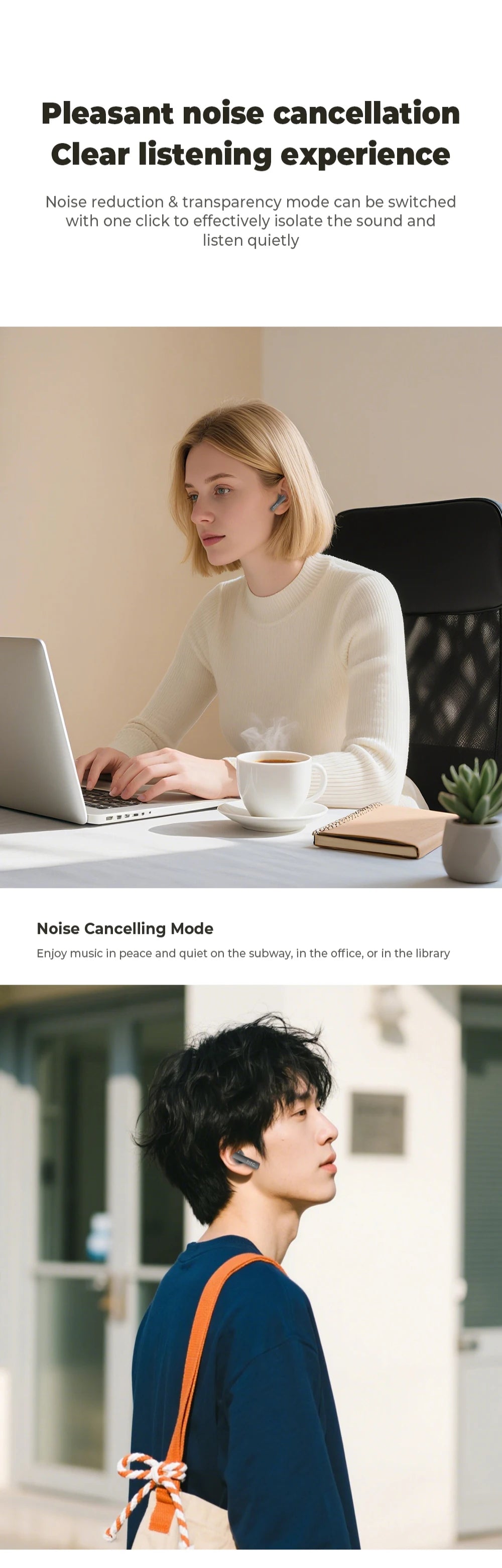 HTC NE40 Earphones Bluetooth V6 TWS Sports AI Translator Earbud Noise Reduction Wireless Headphones With Mic