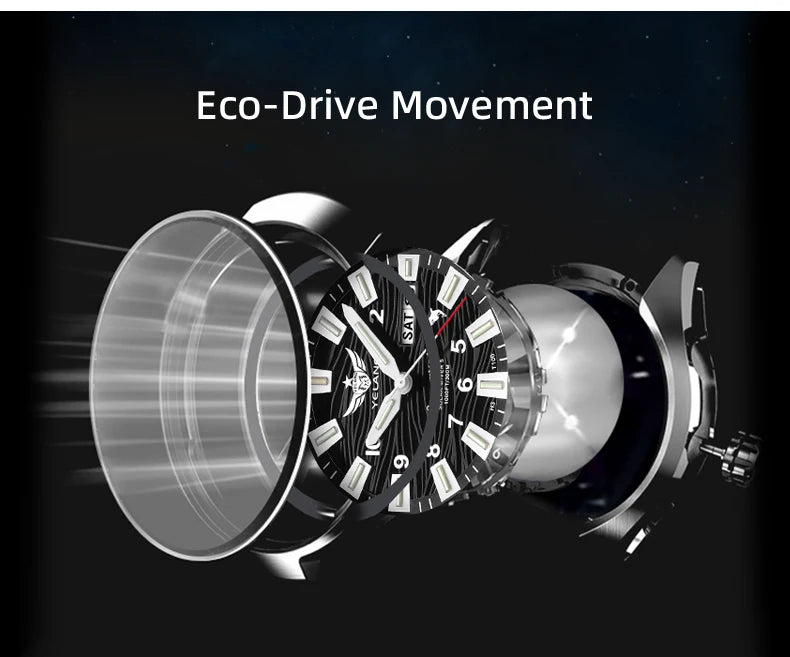 Yelang V1217 300m Diving Solar Watch Japan VS43 Swiss Super Luminous Water Ghost Waterproof Top Sapphire Aluminum Bezel Reloj