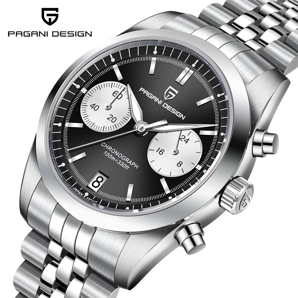 PAGANI DESIGN Fashion Men's Quartz Wristwatches PD1775 Sapphire Glass Stainless steel strap VK64 Movement watch for men