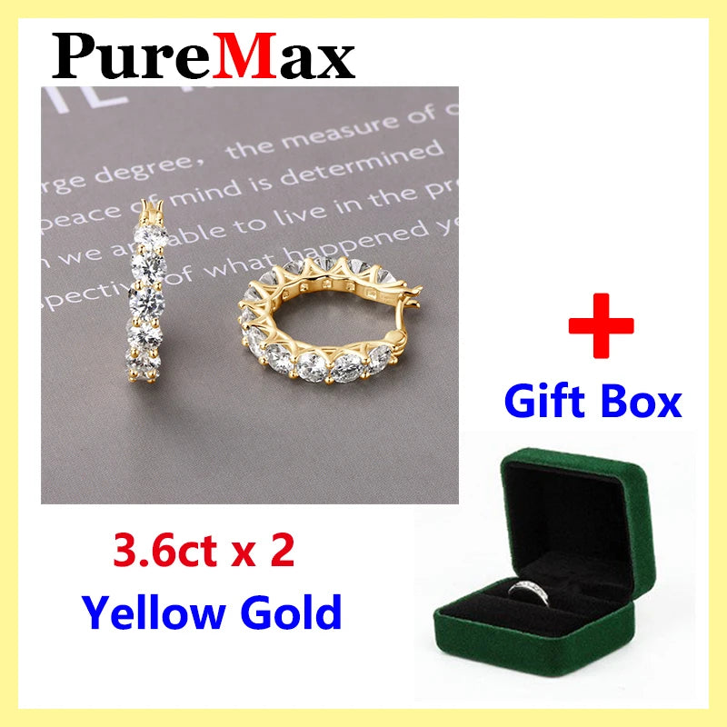 PureMax  4.0mm Full Moissanite Huggie Hoop Earrings for Women Trending Silver 925 Fine Jewelry  Moissanite Diamond Earrings