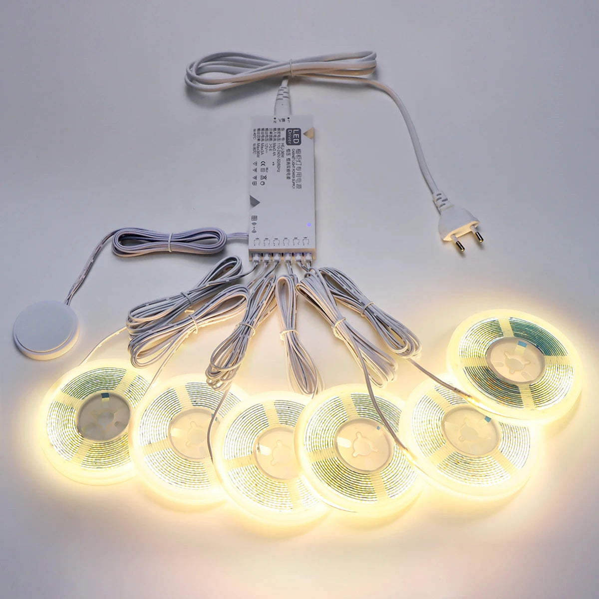 Under Cabinet COB Led Strip Penetrable Wood Touch Sensor Light Dimmable Night Lamp For Bedroom Wardrobe Indoor Kitchen Lighting