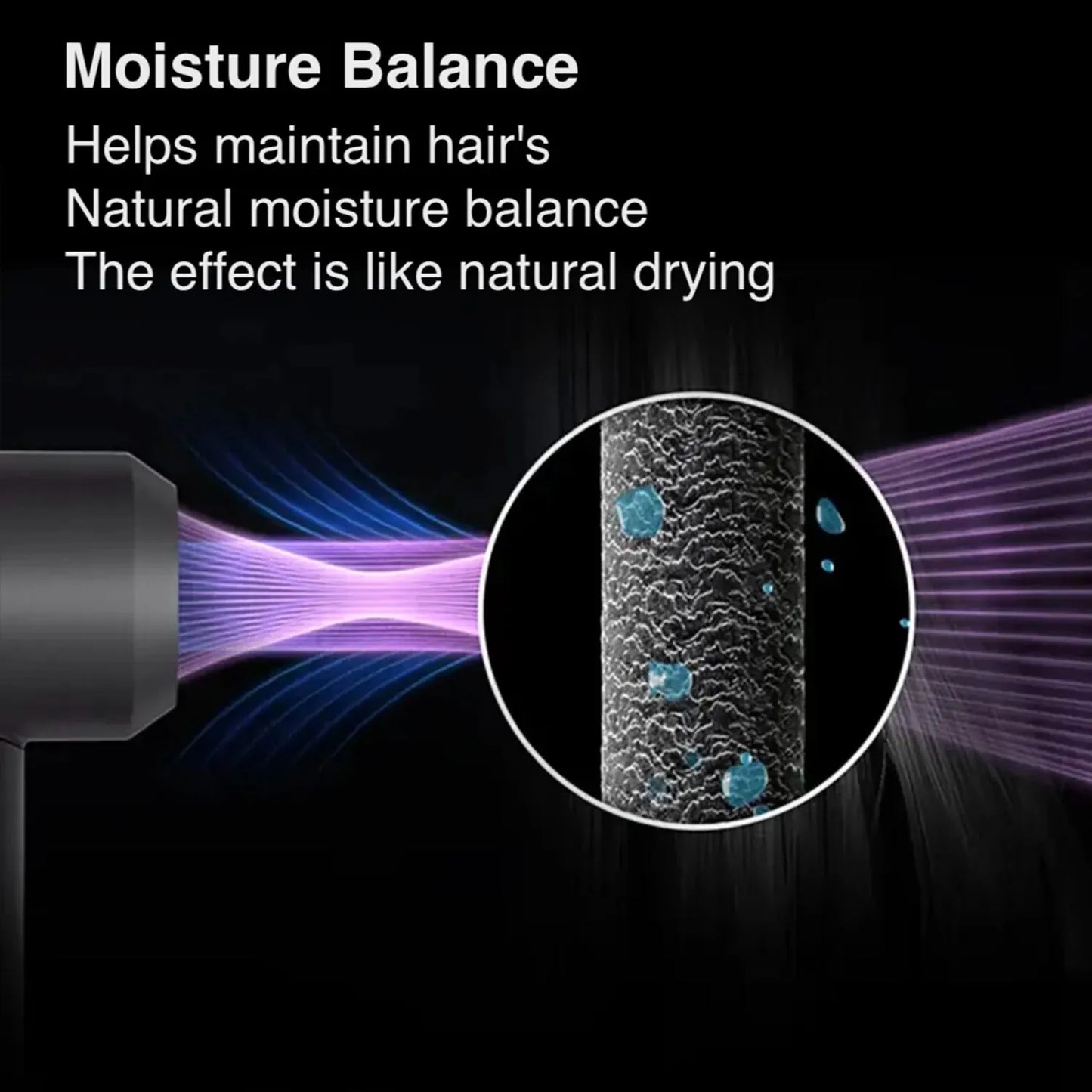 High-speed bladeless hair dryer, professional negative ion hair dryer, quick drying, powerful 1600W home styling tool