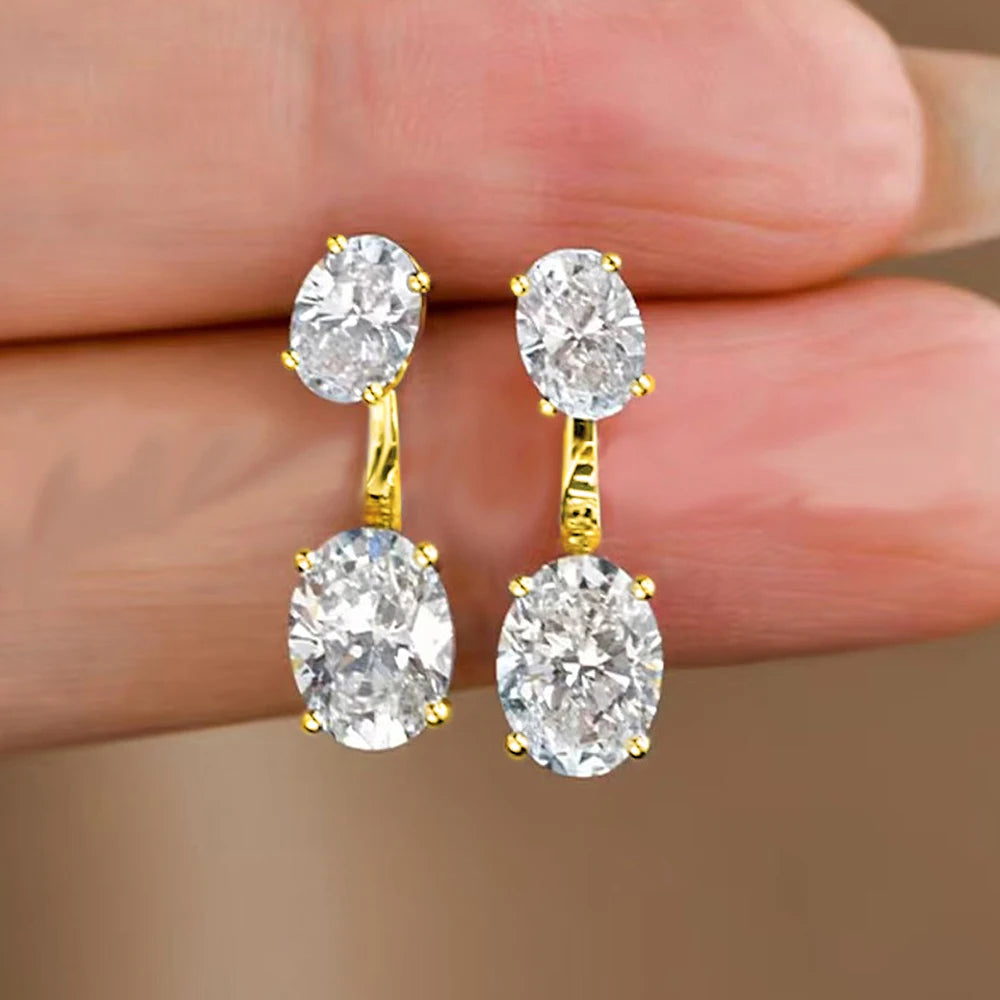 6cttw Oval Cut Moissanite Ear Jacket Earring for Women 2 Stone Detachable Drop Stud Earrings 925 Sterling Silver Jewely With GRA