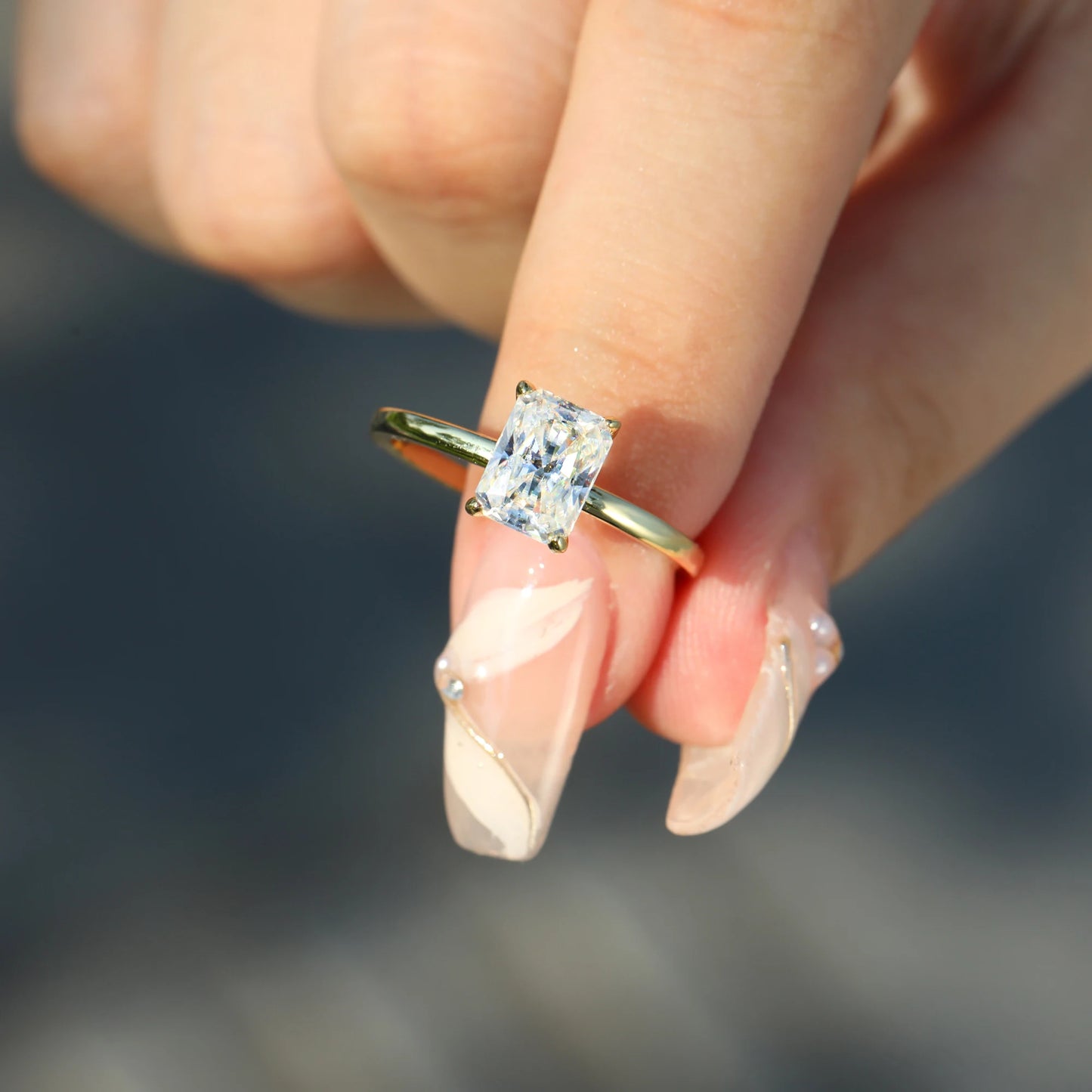 Natural Radiant Cut 1-3ct Moissanite Engagement Solitaire Ring 925 Sterling Silver for Woman Gold Plated Anniversary Gifts