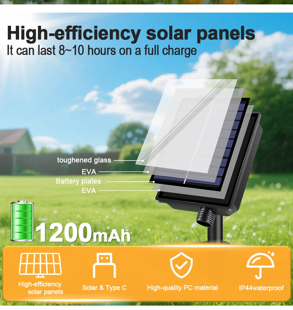 Solar String Light Outdoor Waterproof T22 Bulbs LED Solar Powered Patio Lights for Outside Porch Backyard Bistro Garden Market