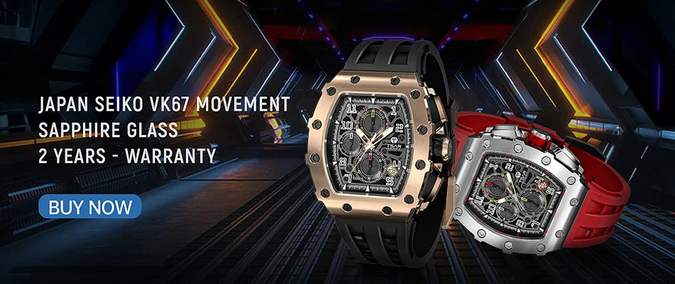 TSAR BOMBA Resin Watch for Men Tonneau Waterproof Mens Watches Top Brand Luxury Chronograph Sport Male White Wristwatches