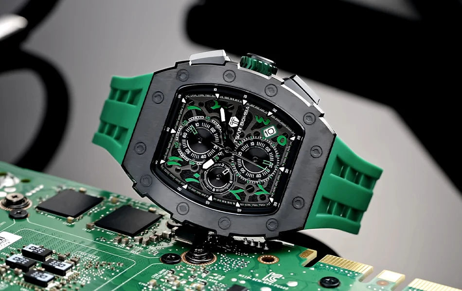 TSAR BOMBA 2025 New Mens Watch TB-8204QA Arabic numerals Dial Tonneau Wristwatch for Men Sapphire Mirror Waterproof Clcok