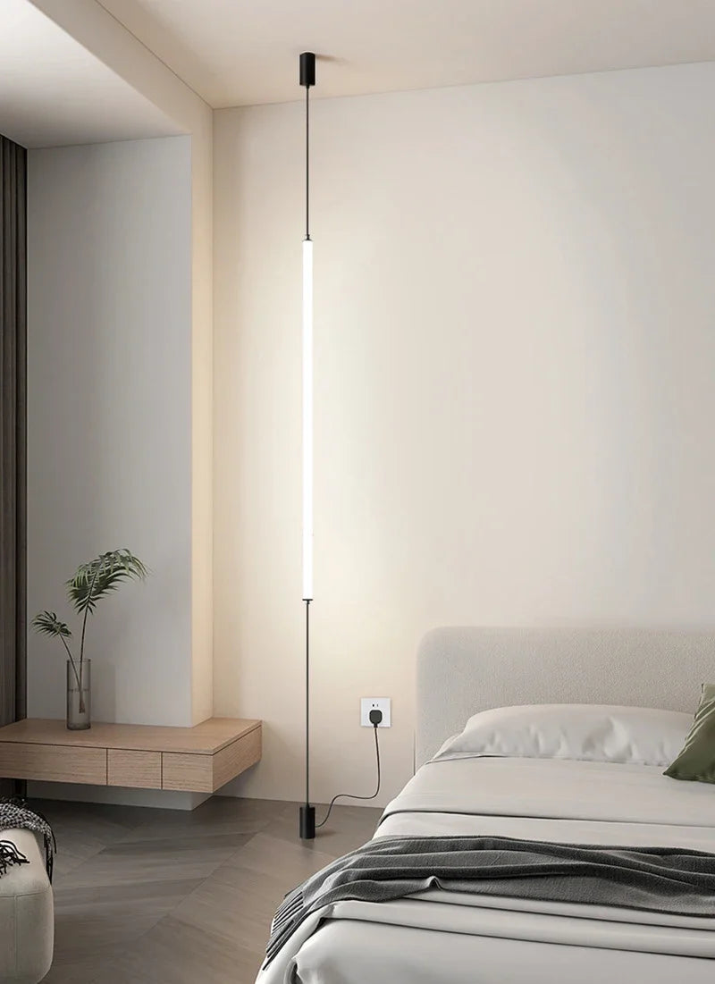 Hanging floor lamp Italy Design Black Long linear pendant light Bedroom Bedside Lamps Modern Hotel Living Room corner floor lamp