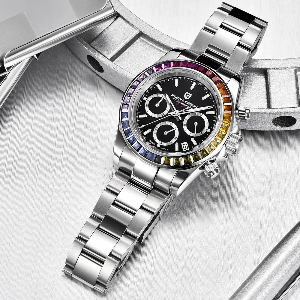 2025 New PAGANI DESIGN Rainbow Circle PD1644 Luxury Quartz Watch For Men Automatic Wristwatches Men Sport Waterproof Chronograph