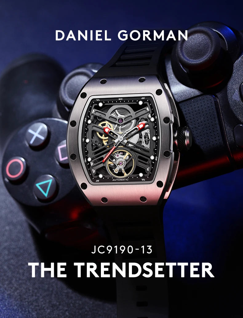 Carbon Fiber Mechanical Watch Cyberpunk Style Waterproof Crystal Dial Collector's Limited Edition Fashion Sport Wristwatch