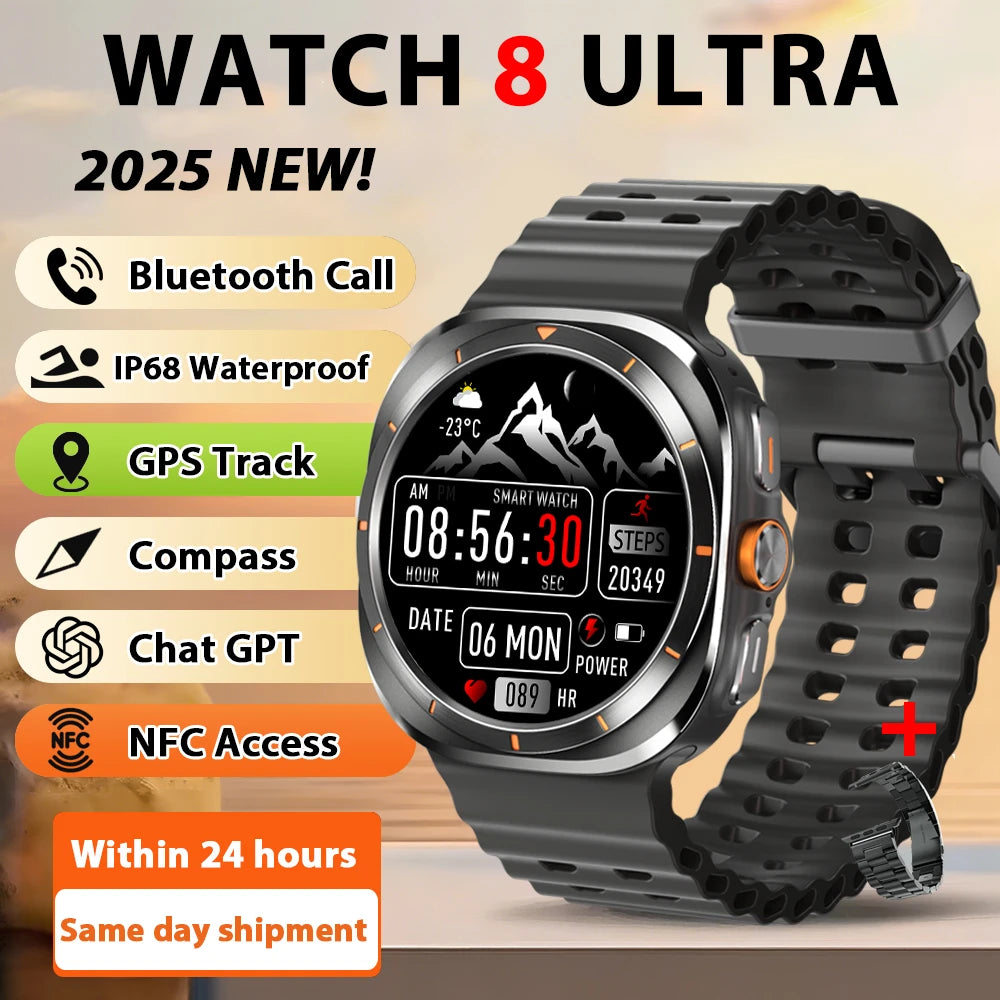 2026 New Watch8 Ultra Smart Watch Classic NFC Health Monitoring  Bluetooth Call 3ATM Waterproof HD Smartwatch For IOS Android
