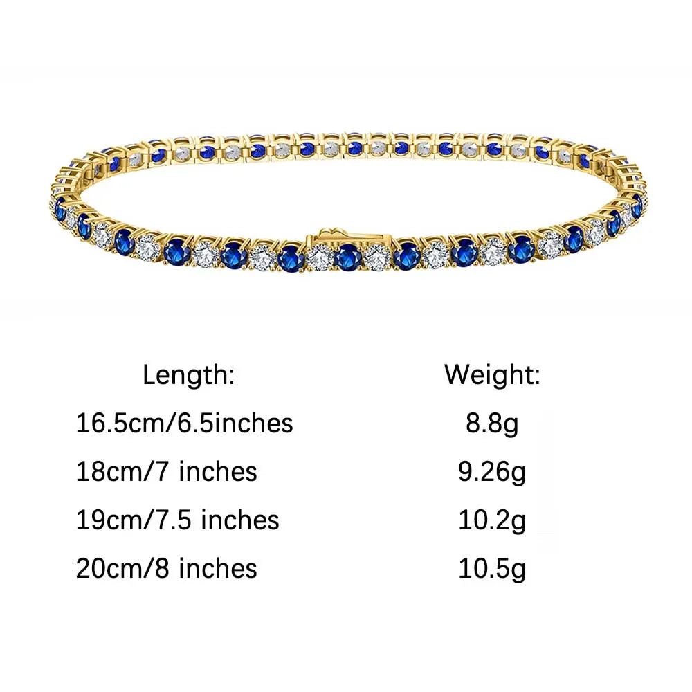 ORSA JEWELS Exquisite 3mm Sapphire Blue Sparkling Tennis Bracelet S925 Sterling Silver Cubic Zirconia Fashion CZ Bracelet SB137