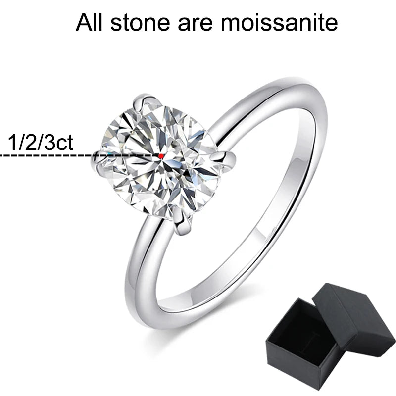 Smyoue 18k Plated 2/3ct Moissanite Diamond Ring for Women Oval Fancy Cut Bridal Sets Solitaire Wedding Promise Band 925 Silver