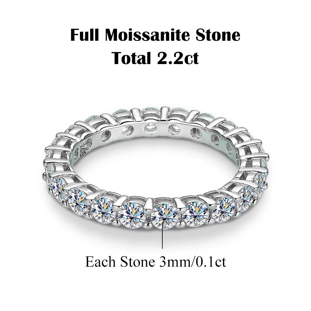 FEOBUR 2/3/4/5mm Moissanite Eternity Ring 18k White Gold Plated S925 Silver Diamond Engagement Rings for Women Men Wedding Band
