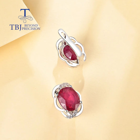 925 Sterling silver light luxury fashion natural filled ruby earrings for women's engagement anniversary gift