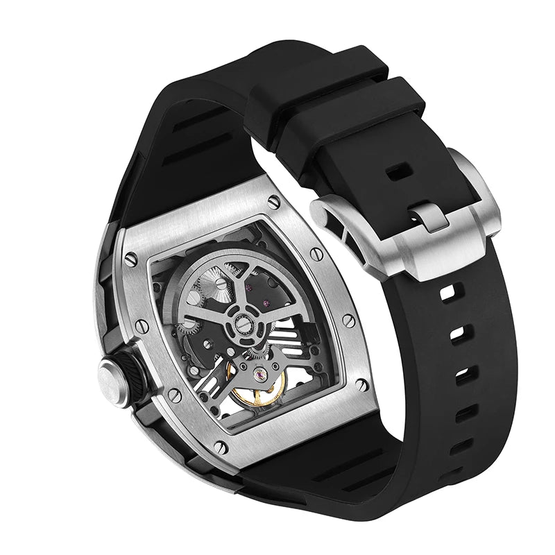 Carbon Fiber Mechanical Watch Cyberpunk Style Waterproof Crystal Dial Collector's Limited Edition Fashion Sport Wristwatch