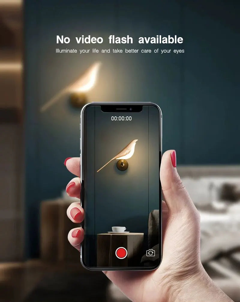 Creative Bird 360° Rotatable LED Wall Lamps Bedroom Bedside Indoor Golden Touch Switch LED Wall Lights Wall Sconce Home