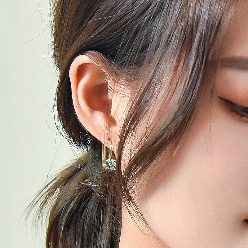 Trendy 14K Gold Plated Earrings 2023 Silver Hoops 925 Dangle Earrings for Women Lever Back Moissanite Earring Drop Girls Jewelry