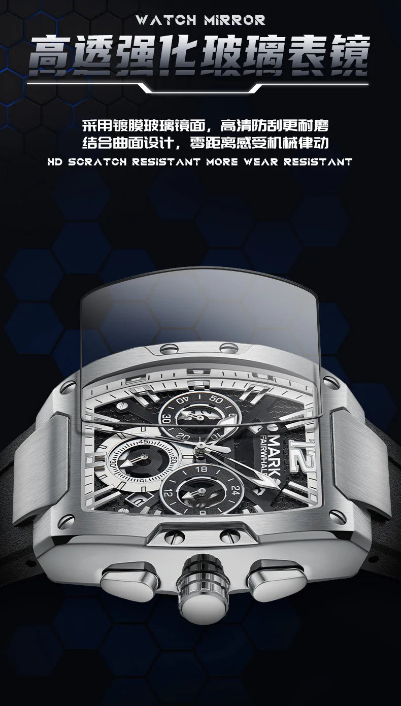 2024 Sports Man's Watches Brand Mark Fairwhale Luxury Automatic Date Clocks Fashion Multifunctional Quartz Wristwatch Boy Reloj