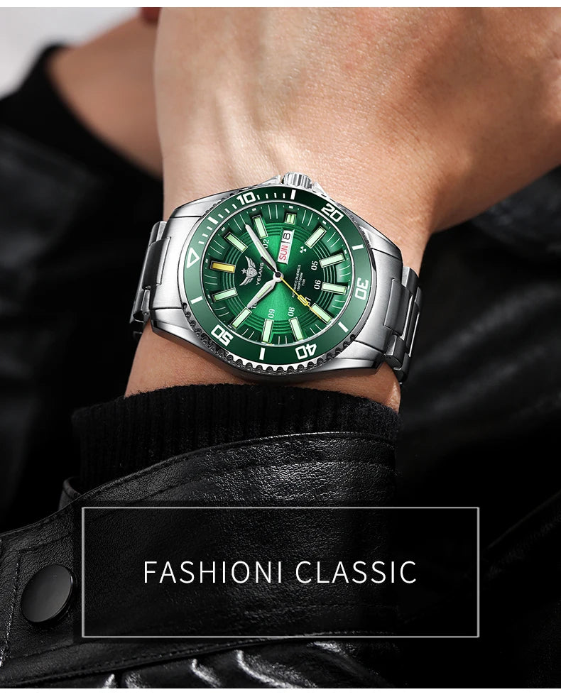 YELANG Automatic Mens Green Water Ghost Watches H3 T100 Self Luminous Wristwatch Waterproof 300m Turning Ceramic Bezel V1032