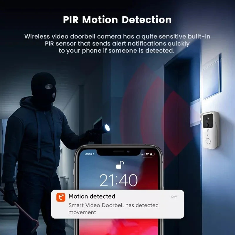 Video Doorbell 5G 2.4G WiFi 1080P Smart Outdoor Wireless Intercom Waterproof Wireless Camera Home Safety Doorbell Camera