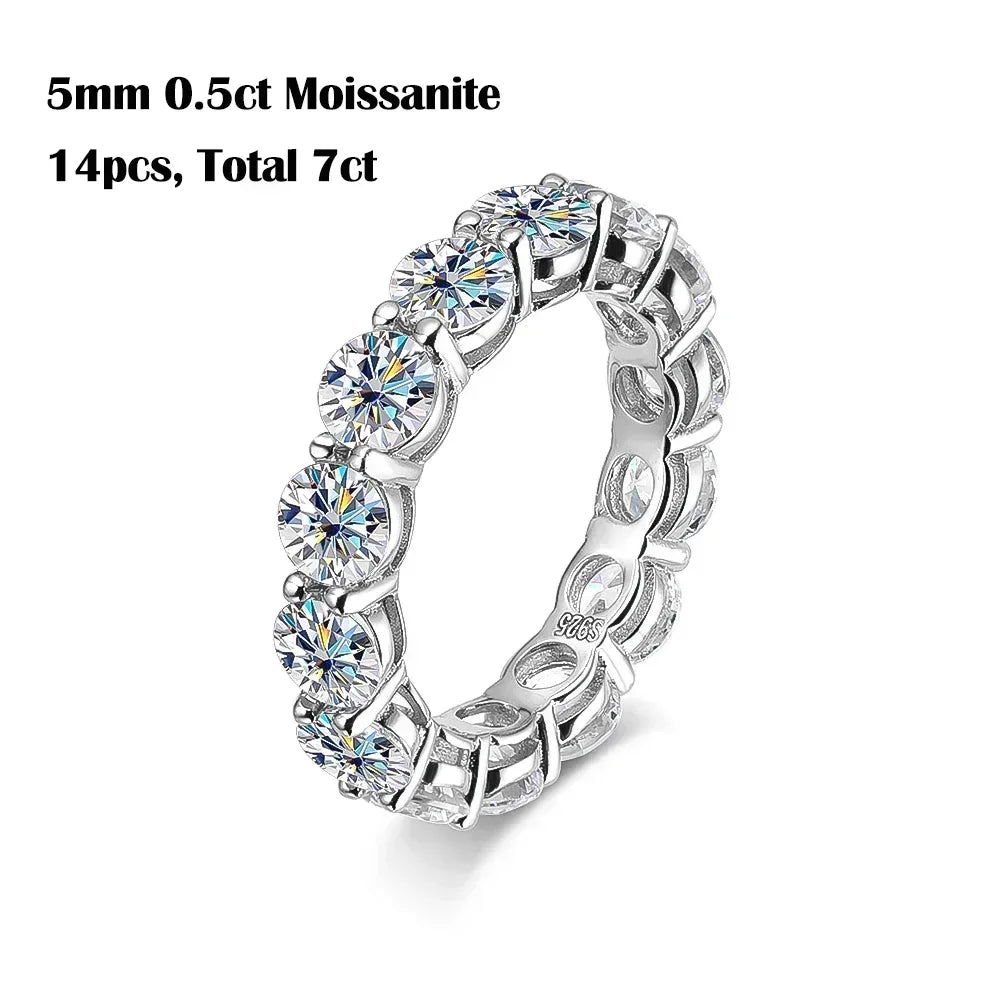 3mm 5mm D Color Moissanite Full Eternity Ring Engagement Wedding Band with GRA 925 Sterling Silver Rings for Women Fine Jewelry