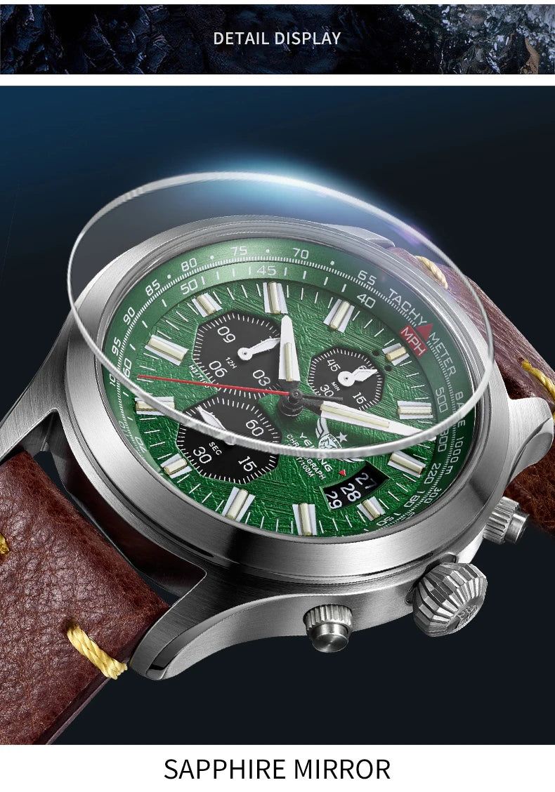 Yelang V1029S Men's Quartz Watch Japan OS00 Movement Business Luminous Stainless Steel 10Bar Waterproof Sports Watches