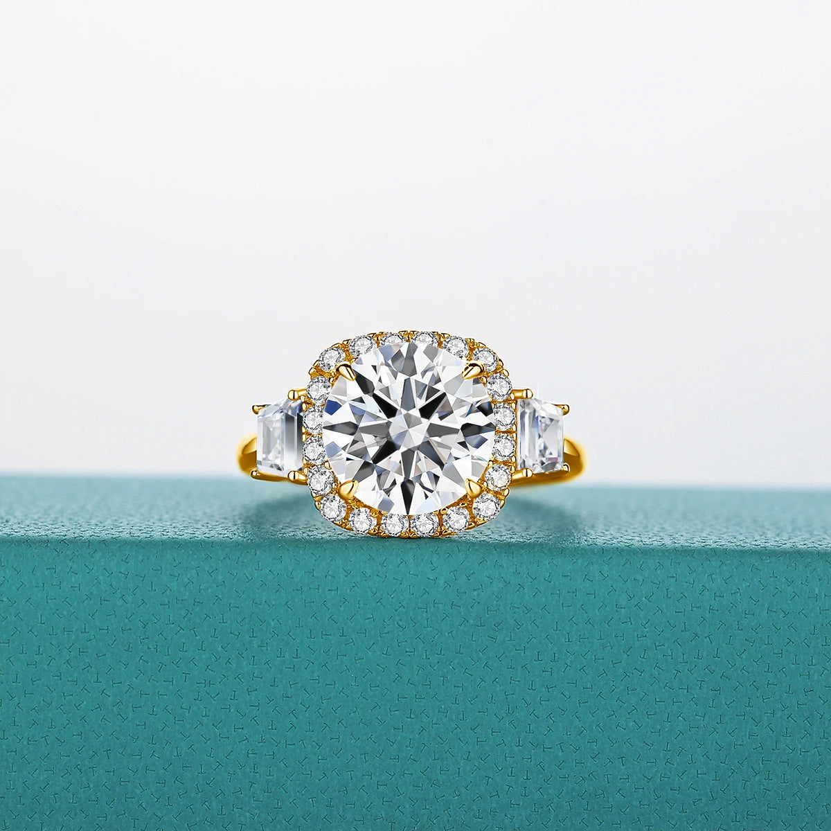 Luxury Round Cut 3.5CT Moissanite Ring for Women D VVS1 Synthetic Diamond Real S925 Silver Engagement Wedding Jewelry Pass Test