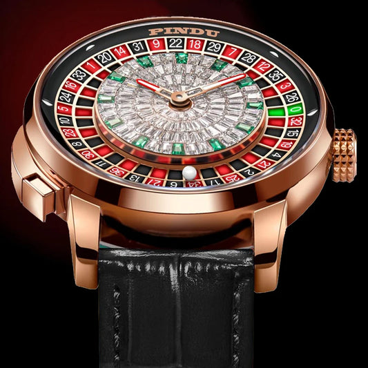 Mechanical Watches Pro Men's PINDU Watch NH35A Movement Sapphire Glass Waterproof Button Design Wristwatch Russian Roulette