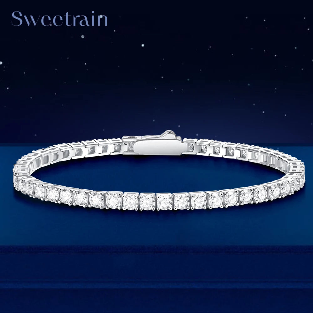 3/4/5mm Real Moissanite Tennis Bracelet for Women Man Original 925 Sterling Silver Plated 18k Gold Diamond Bracelets with GRA