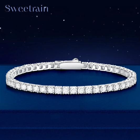 3/4/5mm Real Moissanite Tennis Bracelet for Women Man Original 925 Sterling Silver Plated 18k Gold Diamond Bracelets with GRA