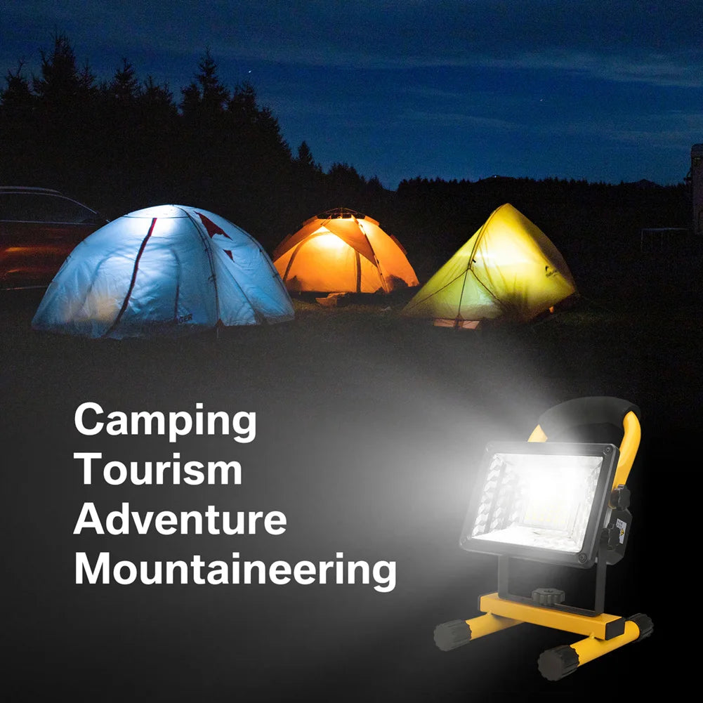 LED Portable Work Light Waterproof Rechargeable Spotlight for Outdoor Hiking Camping Searchlight Garage Emergency Floodlight
