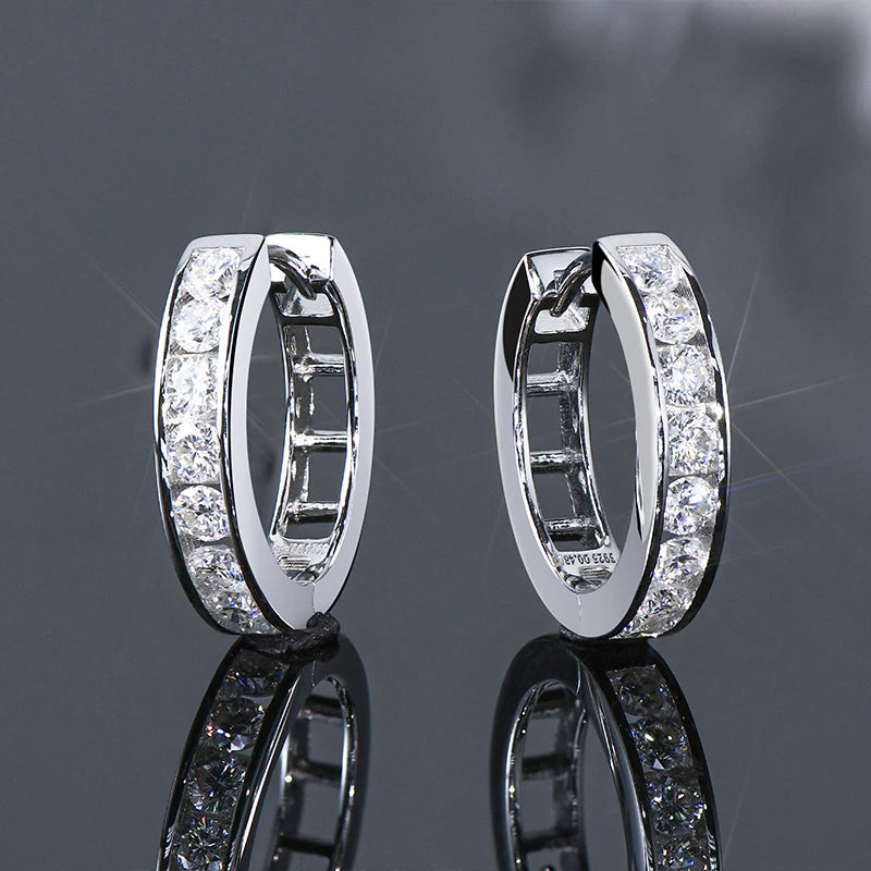 RAPRGOLD GRA Certified Moissanite Hoop Earrings for Women Men's Real S925 Sterling Silver Round Earring Jewelry Gifts orecchini