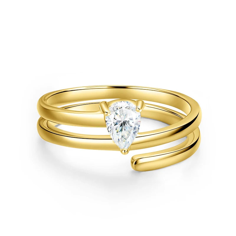 Smyoue Certified 0.5CT Real Moissanite Solitaire Rings for Women Sterling Silver 925 Plated 18K Lab Daimond Female Tail Ring