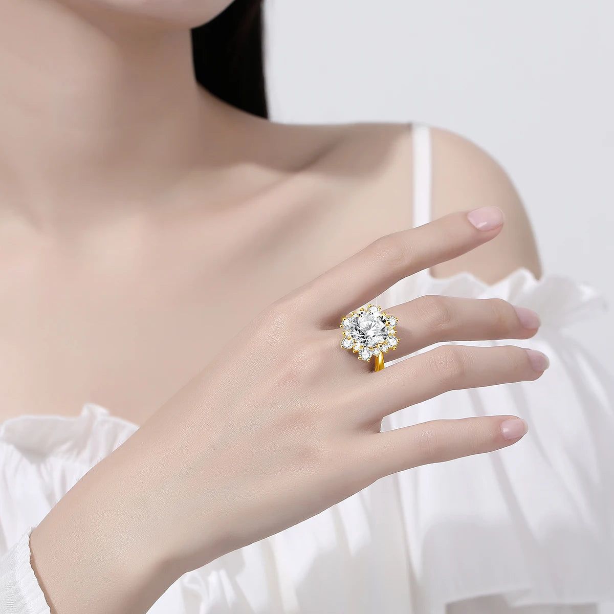 Massive Round Cut 13mm 8ct Moissanite Ring With Certification Luxury Wedding Fine Jewelries For Women Engagement Gift Pass Test