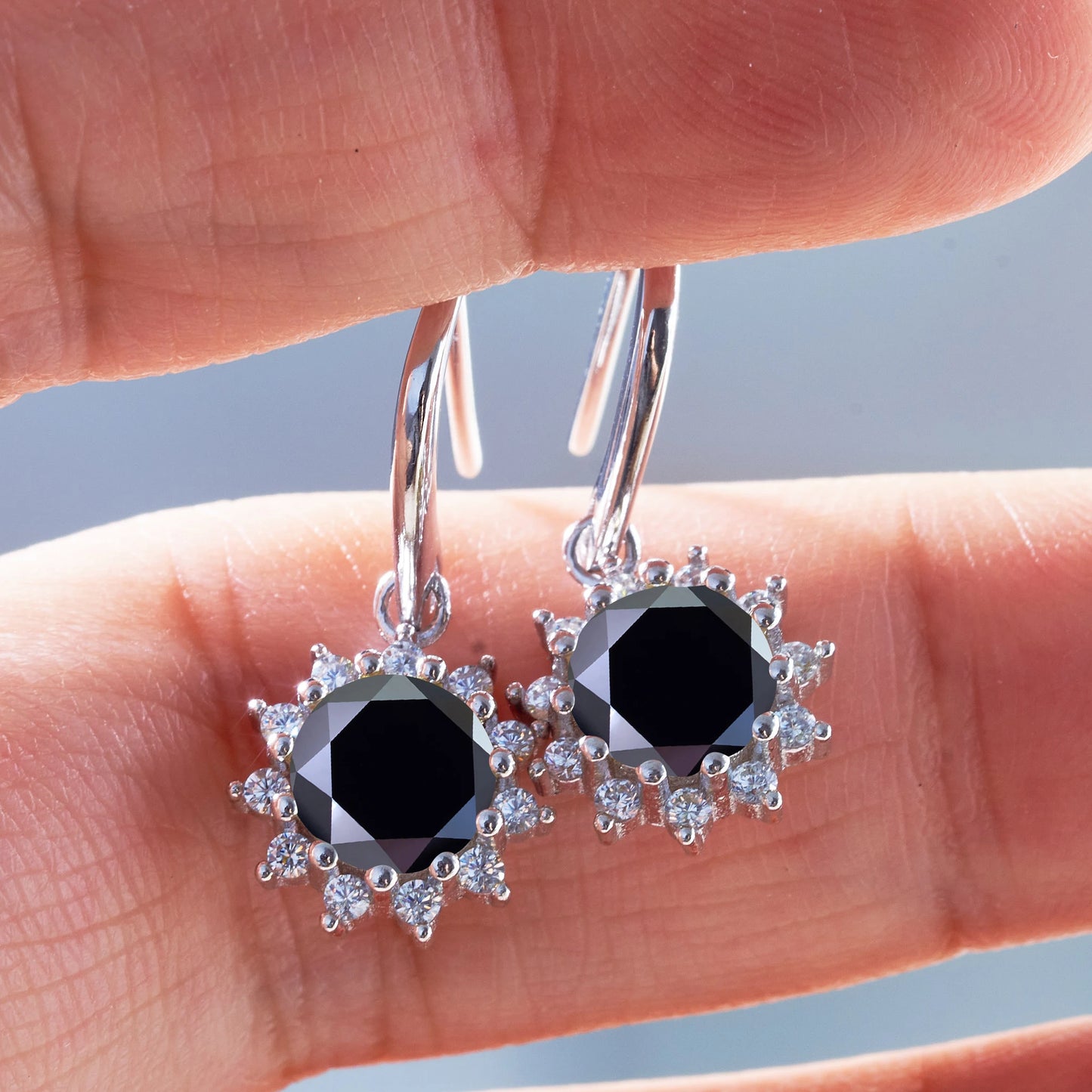 1ctx2pcs women pink royalblue gold color moissanite women drop earrings sunflower shape