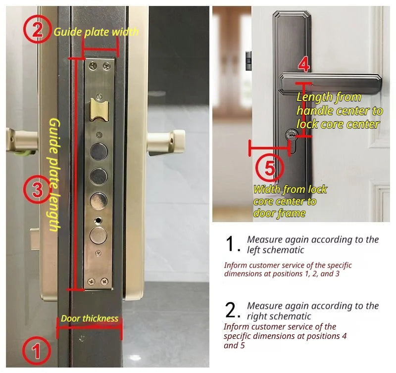 Smart Door Lock No Fingerprint - Password, IC Card & Key Entry. Anti-Theft with High-Decibel Alarm, Anti-EMP (Black Box) Protect