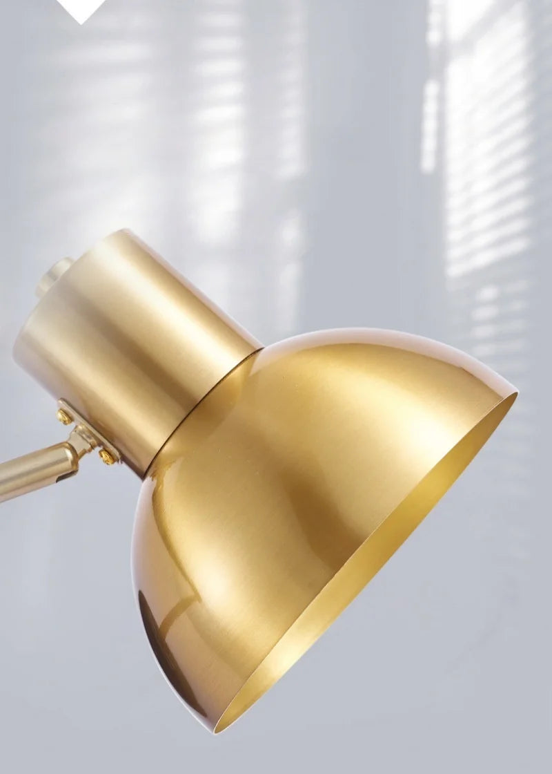 IWHD Golden Iron Art LED Wall Lights For Bedroom Kitchen Living Room Loft Mirror Bedside Lamp Swing Long Arm Lampade Da Parete