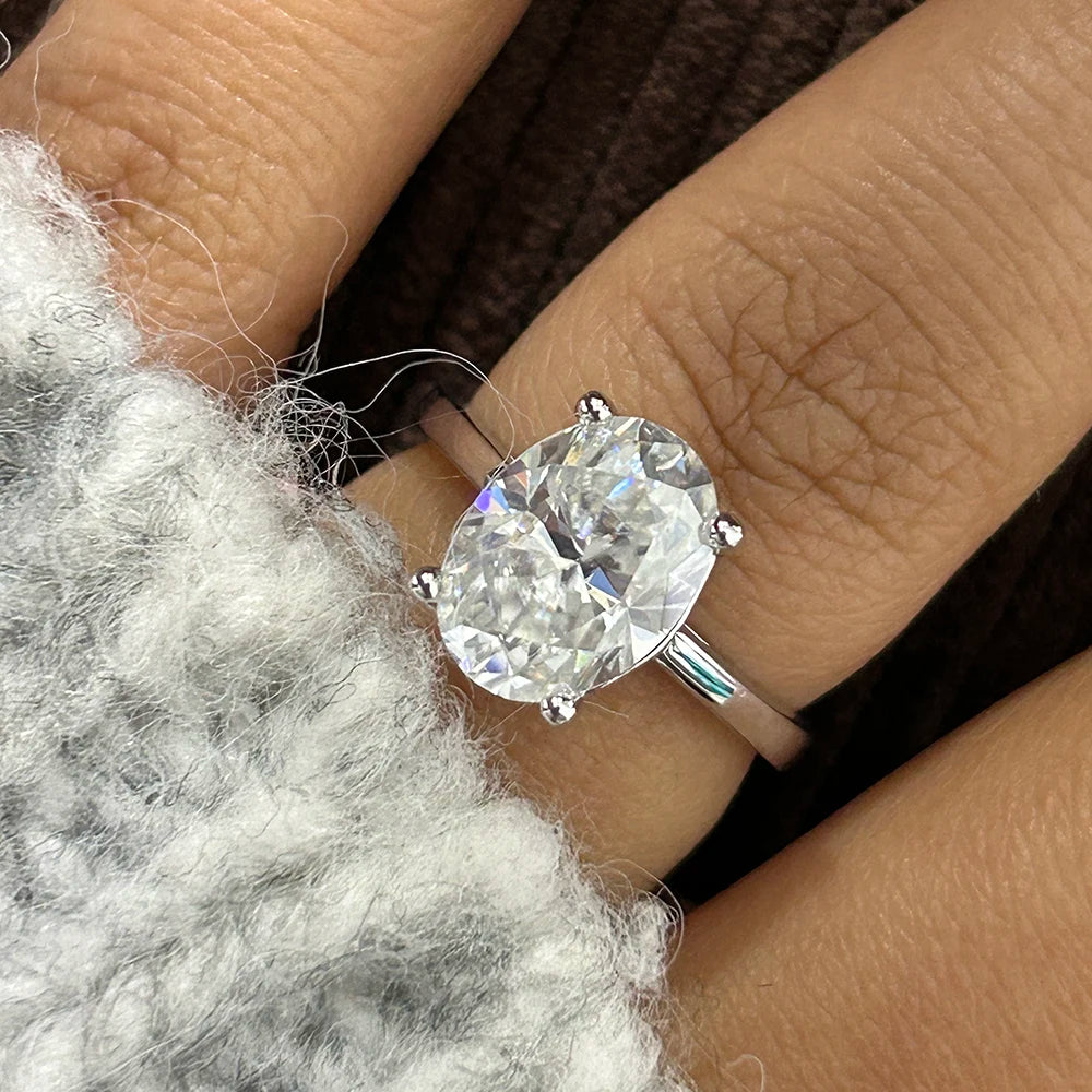 1/2/3 Carat Oval Cut Moissanite Engagement Rings for Women  Certified 925 Sterling Silver Solitaire Lab Diamond Wedding Band