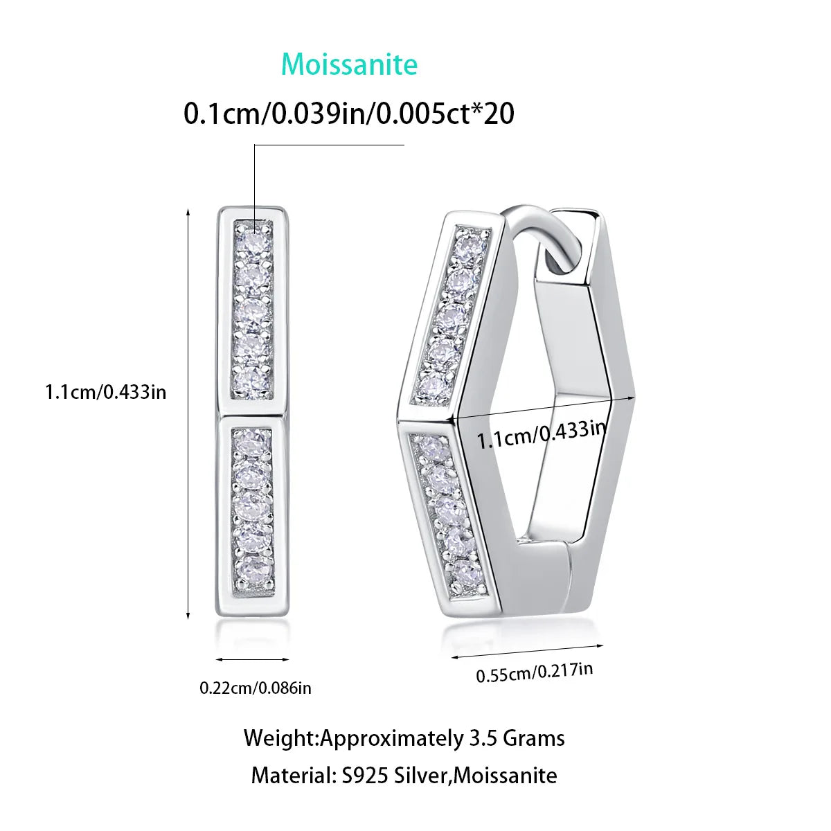 TBCYD 1MM D Color Full Moissanite Loop Hoop Earrings For Women S925 Silver 18k White Gold Plated Sparkling Ear Clip Jewelry Gift