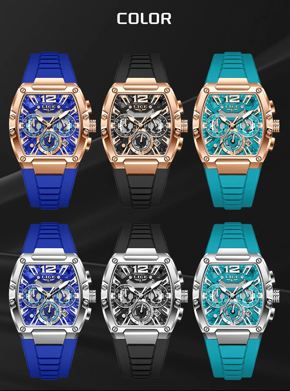 LIGE Men Watch Fashion Top Brand Luxury Silicone Military Watch Men Casual Sports Waterproof Date Quartz Wristwatches For Men