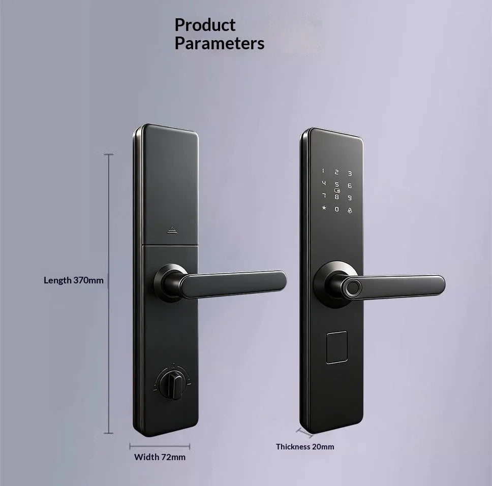 Smart Door Lock No Fingerprint - Password, IC Card & Key Entry. Anti-Theft with High-Decibel Alarm, Anti-EMP (Black Box) Protect