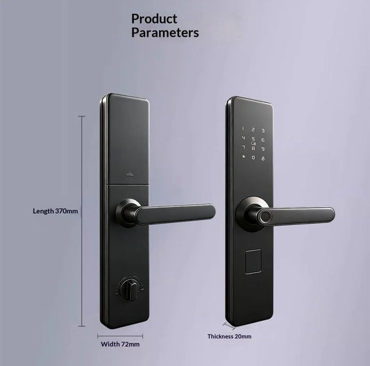 Smart Door Lock No Fingerprint - Password, IC Card & Key Entry. Anti-Theft with High-Decibel Alarm, Anti-EMP (Black Box) Protect