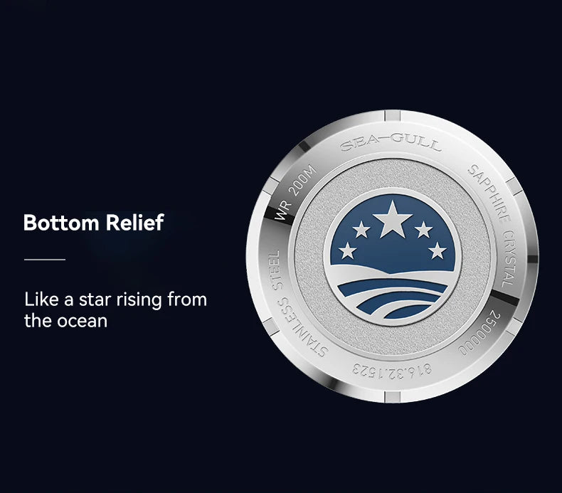 Seagull relogio masculino Men Watch 200m Diving Business Waterproof Fashion Automatic Mechanical Watch Ocean Series 816.32.1523