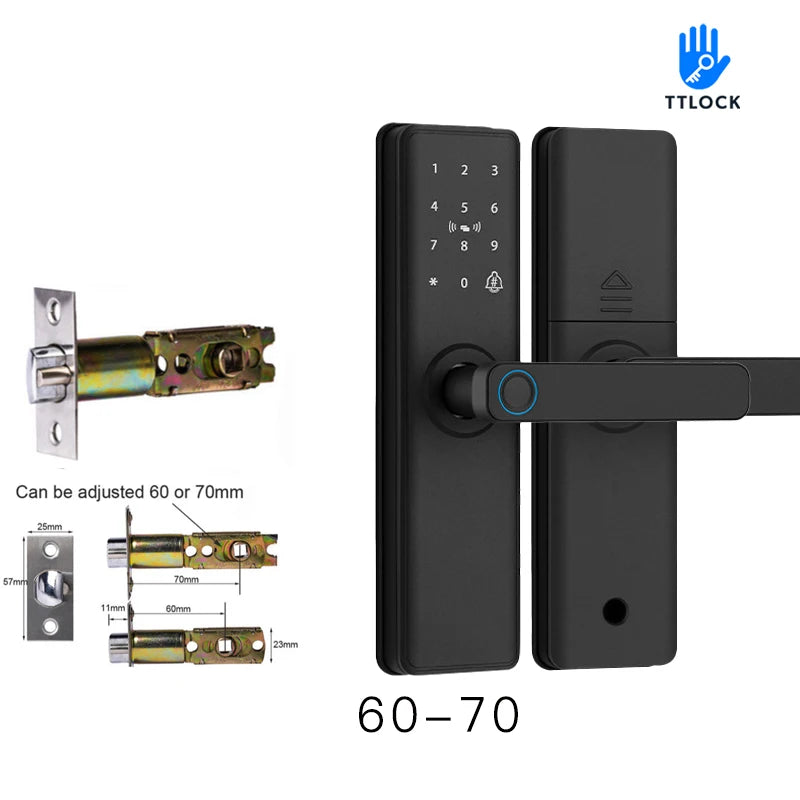 2025 Smart Door Lock With Bluetooth-compatible TTLock APP Digital Electronic Lock Smart Home Wooden Door Lock Fingerprint